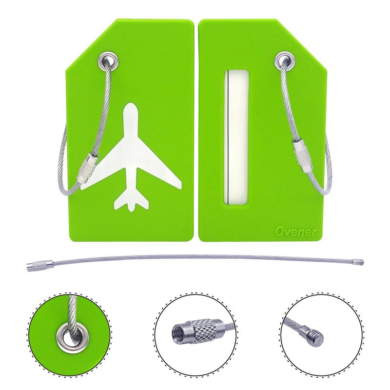 Ovener Silicone Luggage Tag with Name ID Card Perfect to Quickly Spot Luggage Suitcase (Plane 2Pcs Green) - Image 2